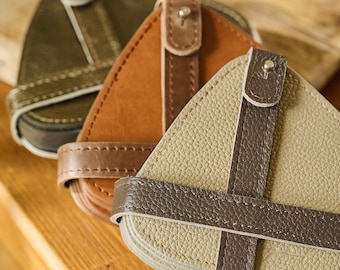 Personalized Leather Coaster Set, Engraved Coasters with Holder, Set of 6, Groomsmen Gift