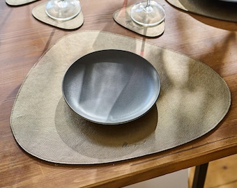 Genuine Leather Placemats Set, Washable Table Mats, Stain Resistant Dining Placemats, Rustic Table Decor, Leather Table Setting