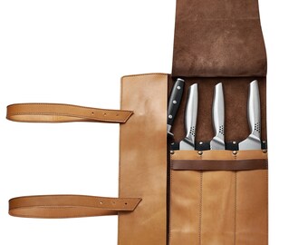 Knife bag chef - Handmade Leather Knife Roll Bag with Straps - Chef's Roll Holder, Knife Storage - Birthday Gift - Best Gift for Chef