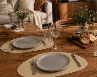 Genuine Leather Placemats Set, Washable Stain-Resistant Table Mats for Rustic Dining Decor
