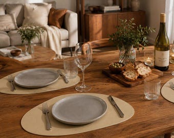 Handmade Genuine Leather Placemats Set, Luxury Dining Table Mats, Washable Stain Resistant Placemats, Premium Table Decor