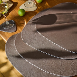 Leather Table Mat Double-Sided, Premium Dinning Leather Table Set, Handmade Table Decor, Two Colors Leather Placemats, New Table Decoration