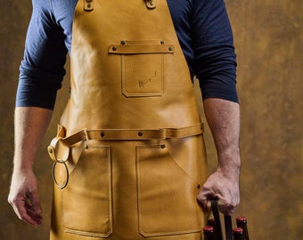 Apron for Men Heat Protection Premium Leather Apron Grilling Apron from Leather BBQ Tools for Him Leather Gardening Apron BBQ Gifts
