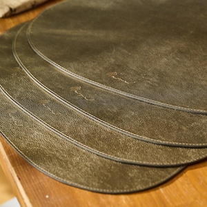 Premium Leather Dinner Mat, Genuine Leather Placemats |  Rustic Brown | Waterproof, Oil Absorbent | Home & Bar Decor