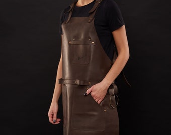 Leather Apron for Women Chef Apron for Men Grill Gifts Leather Grill Accessories Chef Grilling Tolls BBQ Apron for Him Apron with Pockets