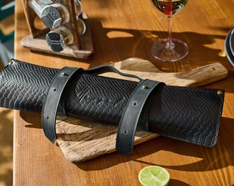 Leather Knife Bag - Chef's Leather Knife Roll - Elegant Knife Case - Gift for Chefs - Knives Storage - Durable Tool Roll - Father's Day Gift