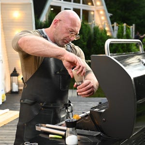Leather Cross Back Apron with Pockets, Personalized Custom BBQ Apron for Men, Grilling Gift and Kitchen Accessory