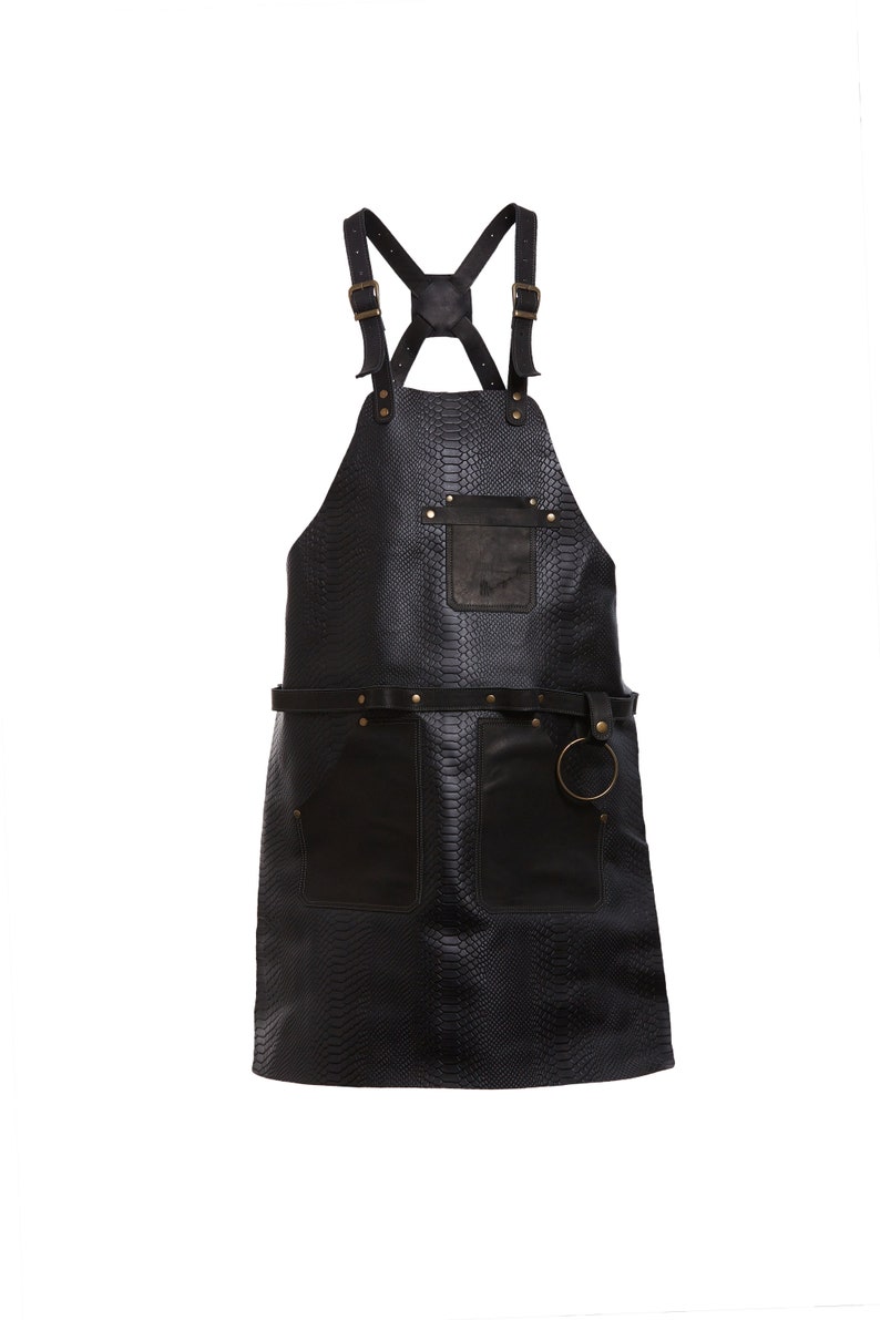 Leather Woodworking Apron for Men, Cross Back BBQ Apron, Premium Leather Gift for Husband, Father’s Day Gift image 2