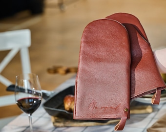 Leather Oven Mitt, 3rd Wedding Anniversary, Men's Cooking Gloves, Leather Oven Mitts, Leather Gift for Him