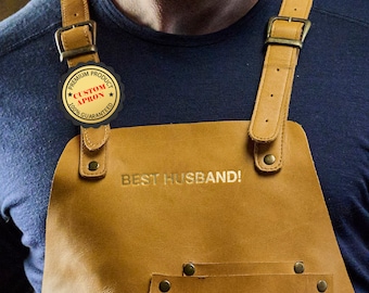 Leather Apron for Men | Personalized Custom Apron BBQ Grill Accessories | Fathers Day Gift | Best Man Gift Proposal | 3rd Anniversary Gift