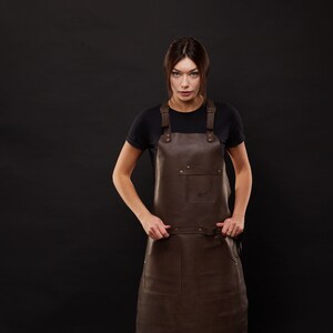 Leather Woodworking Apron for Men, Cross Back BBQ Apron, Premium Leather Gift for Husband, Father’s Day Gift image 5