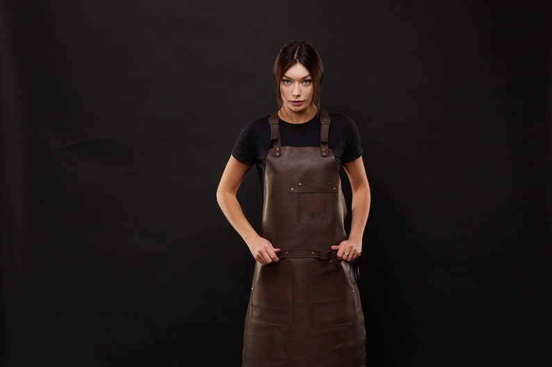 Leather Woodworking Apron for Men, Cross Back BBQ Apron, Premium Leather Gift for Husband, Father’s Day Gift image 5