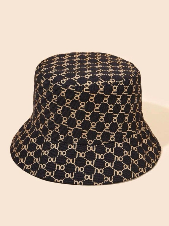 Letter Black and Gold Bucket Hat Etsy