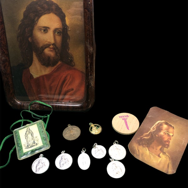 Lot of religious items ephemera holy land relics collectibles catholic gift