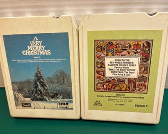 Conjunto de cintas vintage de 8 pistas de Feliz Navidad y Rudolph