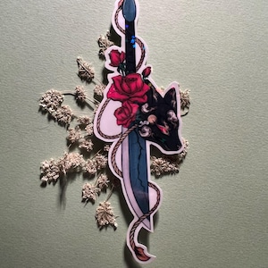 Waterproof holographic sticker buster sword kitsune kibuki Rose mask Japanese kitsune