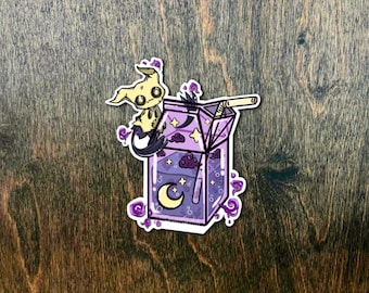 Maanmelkdoos Mimikyu holografische regenboogsticker