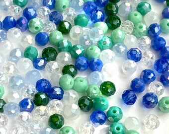 100 - 4mm Blue Series Rondelle Crystal Beads #3569