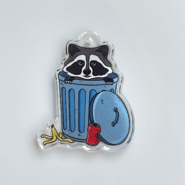 2 - Racoon Trash Can Acrylic Charms #1402