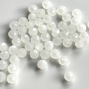 50 - 6mm Milky White Rondelle Beads #6418 •••••