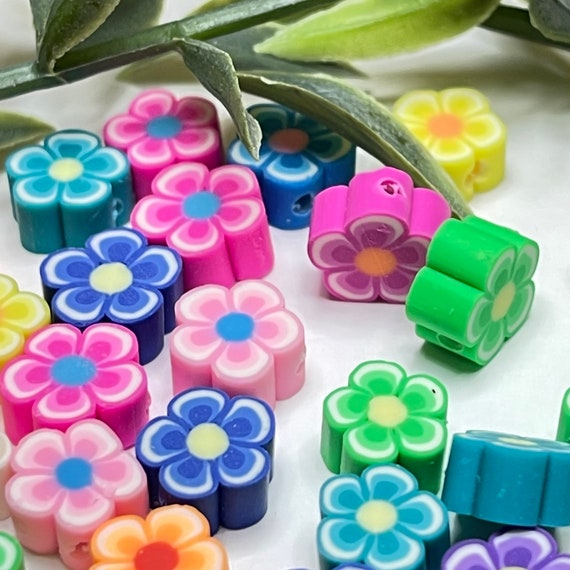 15 10mm Polymer Clay Flower Beads Etsy
