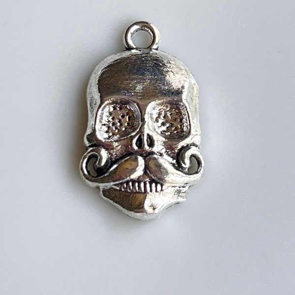 3 - Skeleton Skull with Mustache Charm #560