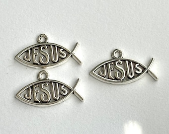 3 - Jesus Fish Charms #3579