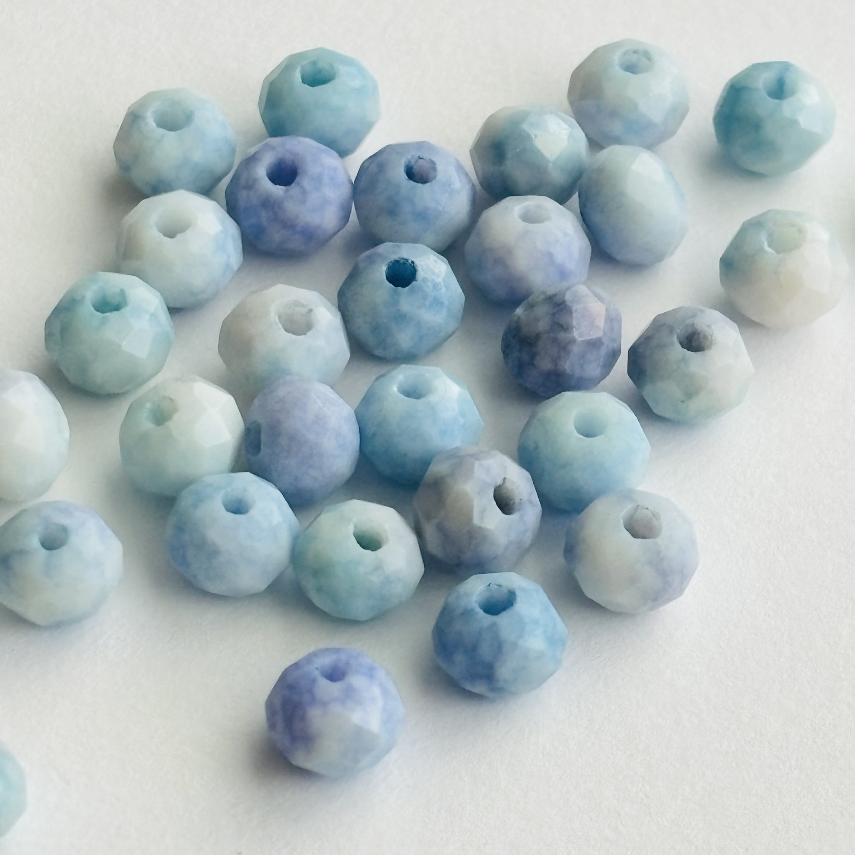 30 - 6mm Destin Water Blues Faceted Rondelle Crystal Beads #3843 