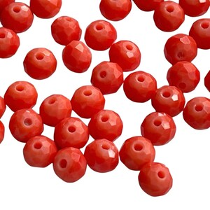 50 - 6mm Orange Rondell Glass Beads #690