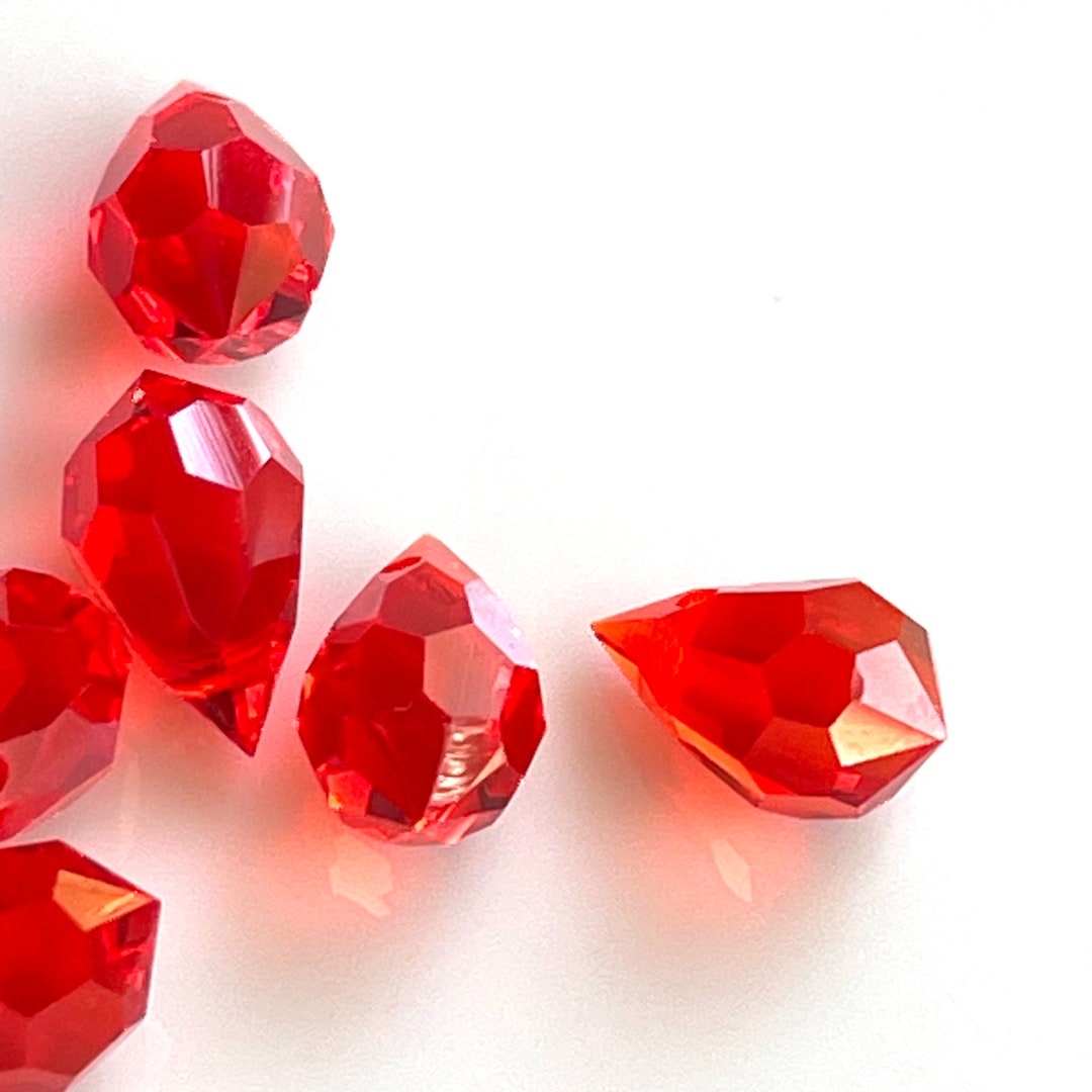 6 Light Siam Precosia Crystal Drop Beads 1248 Etsy