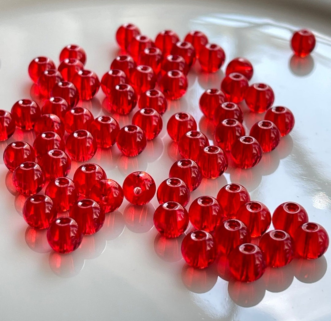 30 - 6mm Transparent Red Round Beads #1403 - Etsy