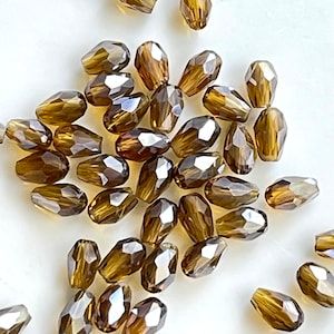 45 - 3x5mm Deep Coffee AB Teardrop Crystal Bead #817 •••••