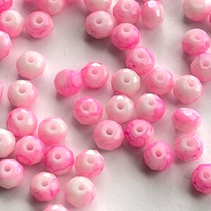 25 - 6mm Pink and White Rondelle Beads #1433