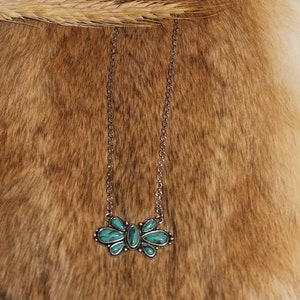 Faux Turquoise Bowtie Necklace