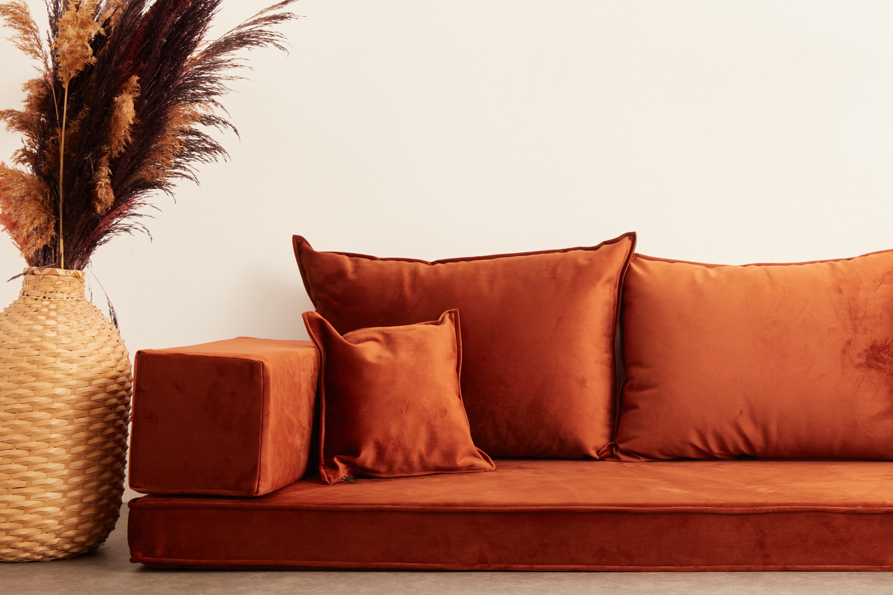 Français Matelas, Canapé de Sol en Velours, Ensemble d'oreillers Sol, Sectionnels Moden, Véranda, Co