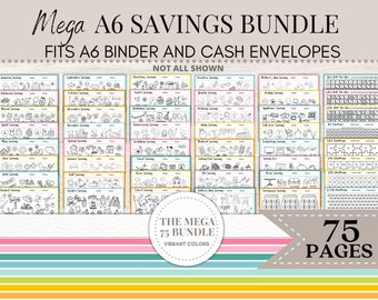 A6 Savings Challenge | Savings Challenge Bundle | Savings Tracker | Savings Challenge Printable | A6 Savings Funds | A6 Cash Binder| 019 A32