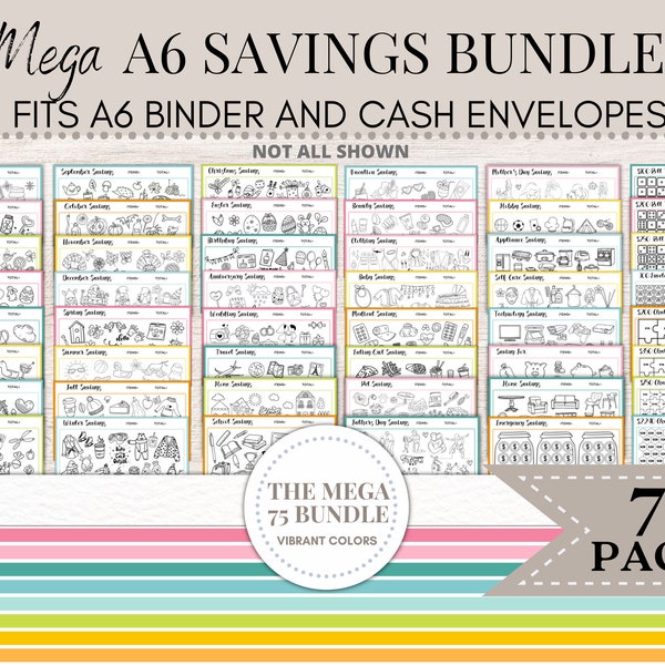 A6 Savings Challenge | Savings Challenge Bundle | Savings Tracker | Savings Challenge Printable | A6 Savings Funds | A6 Cash Binder| 019 A32