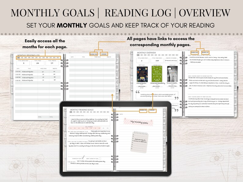 Digital Reading Journal | Digital Reading Planner | Goodnotes Journal ...