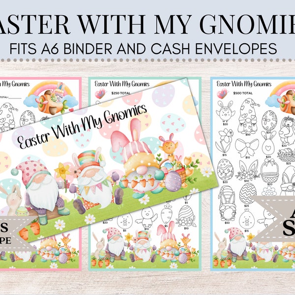 Easter With My Gnomies | Gnomes Savings Challenge | Easter Savings | A6 Savings Tracker | Cash Envelope | Printable Savings C33