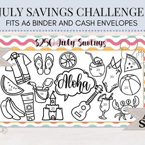 July Savings | Summer Savings | A6 Savings Challenge | Mini Savings | 013 | Savings Tracker | Cash Binder & Envelope | Printable Savings