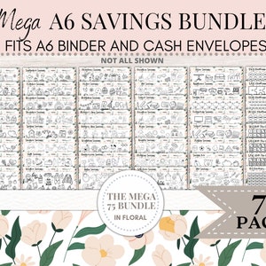 A6 Savings Challenge | Savings Challenge Bundle | Savings Tracker | Savings Challenge Printable | A6 Savings Funds | A6 Cash Binder | 019