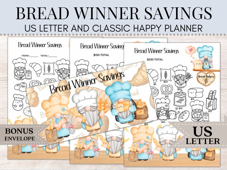 Bread Winner Savings Gnome Savings Challenge Baking Etsy