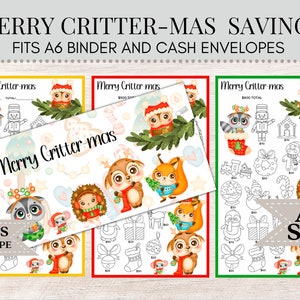 Merry Critter-mas | Christmas Savings Challenge | A6 Savings Challenge | A6 Savings Tracker | Savings Challenge | Christmas Tracker C91