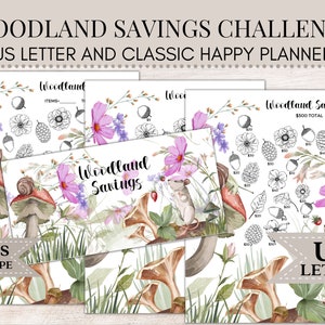 Woodland Savings Challenge | Savings Challenge | Savings Tracker | Cash Envelope | Savings Printable | US Letter | C20