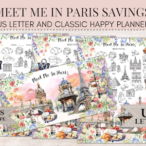 Meet Me In Paris | Savings Challenge | Savings Tracker | Travel Savings | Cash Envelope | Savings Printable | US Letter C76