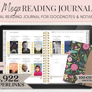 Digital Reading Journal | Digital Reading Planner | GoodNotes Journal | Book Review | Bookshelf | Reading Tracker | Reading Log | Notability