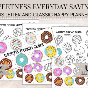 Sweetness Everyday Savings | Donut Savings Tracker | Savings Challenge | Savings Tracker | Cash Envelope | Savings Printable | US letter B54