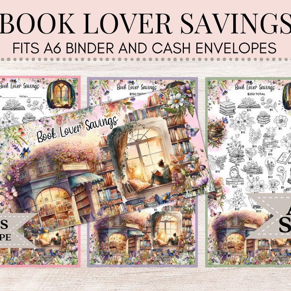 Book Lover Savings | Savings Challenge | A6 Savings Challenge | Savings Tracker | Reading Savings | Book Savings | Cash envelope  B82