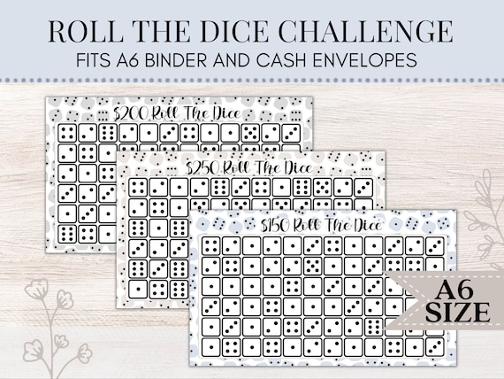 Roll The Dice Savings Challenge | Roll The Dice Challenge | Roll The Dice Game | A6 Savings Challenge | Cash Envelopes | A6 Budget Binder