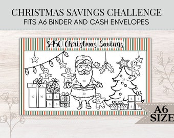 Weihnachts-Spar-Challenge | A6 Spar-Challenge | Mini Spar Tracker | Spar-Tracker | Sammelmappe & Umschlag | Druckbar | 020